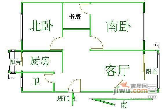 祥和家园3室1厅1卫117㎡户型图