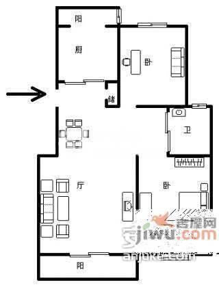 祥和家园2室1厅1卫90㎡户型图