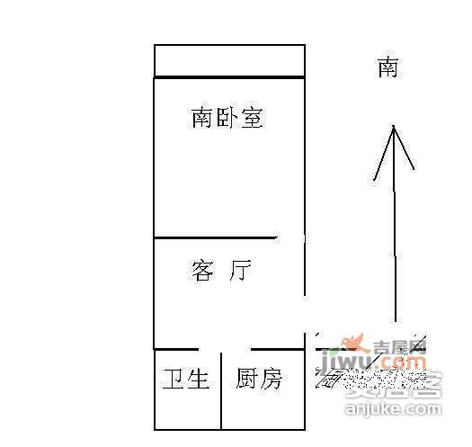 园南三村1室1厅1卫44㎡户型图