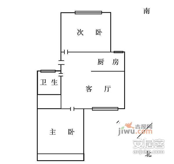 黎金苑2室1厅1卫96㎡户型图