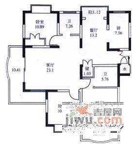 黎金苑3室2厅2卫140㎡户型图