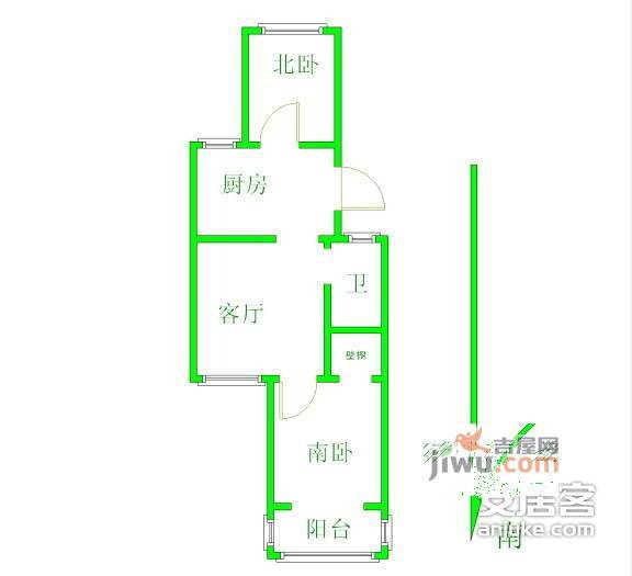 黎金苑2室1厅1卫96㎡户型图