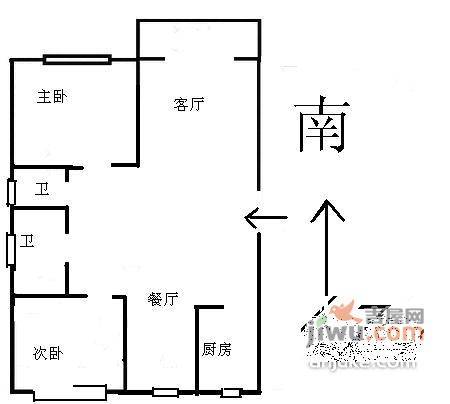 黎金苑2室2厅2卫106㎡户型图