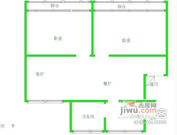 恒德花苑2室2厅1卫95㎡户型图