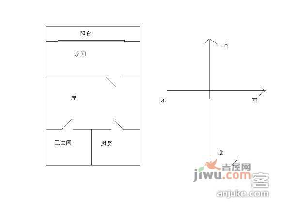 乾溪新村1室0厅1卫35㎡户型图