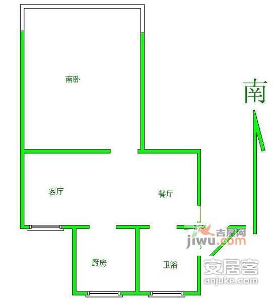 虹康花苑1室1厅1卫62㎡户型图