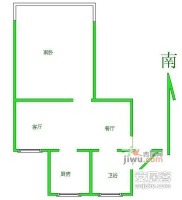 虹康花苑1室1厅1卫62㎡户型图