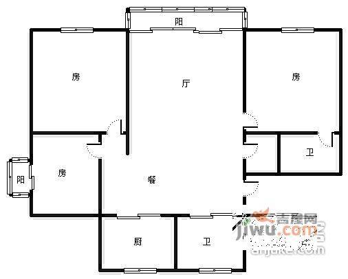 虹康花苑3室2厅1卫125㎡户型图