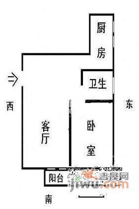 达安锦园1室2厅1卫80㎡户型图