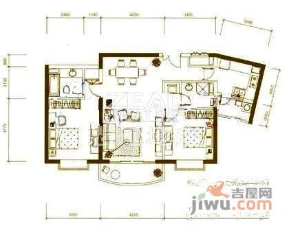 国际丽都城2室2厅1卫99㎡户型图