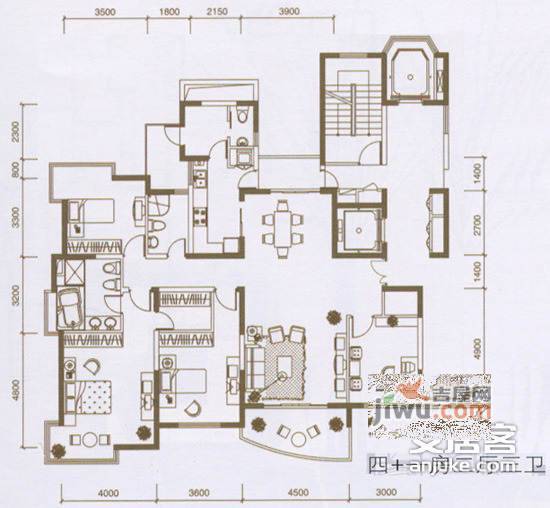 国际丽都城4室2厅3卫350㎡户型图