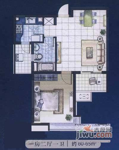 天宝恬苑1室1厅1卫户型图