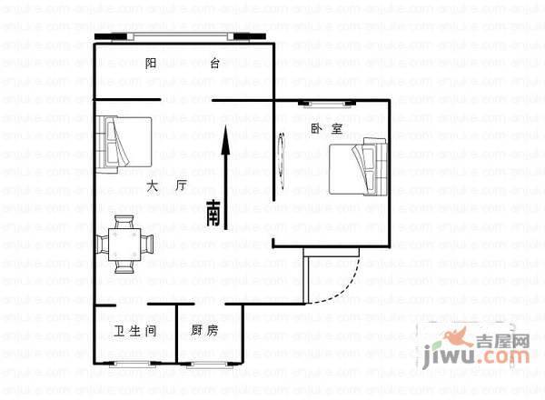 天宝恬苑1室2厅1卫85㎡户型图