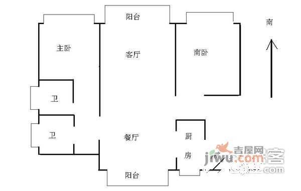 安亭新苑2室2厅2卫108㎡户型图