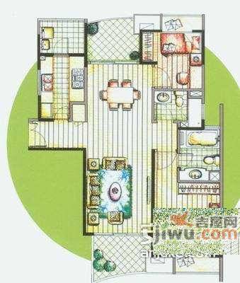 慧芝湖花园2室2厅2卫114㎡户型图