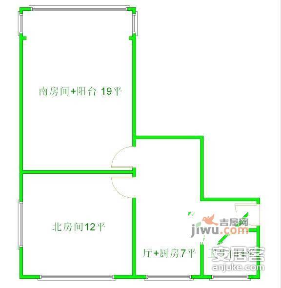 曹杨二村2室1厅1卫80㎡户型图