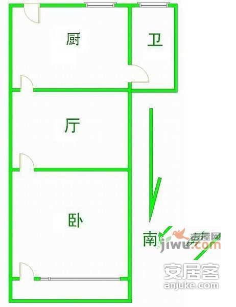 曹杨二村1室1厅1卫43㎡户型图