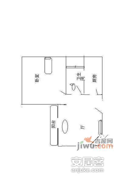 保利西子湾1室1厅1卫62㎡户型图