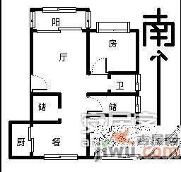 保利西子湾2室1厅1卫90㎡户型图