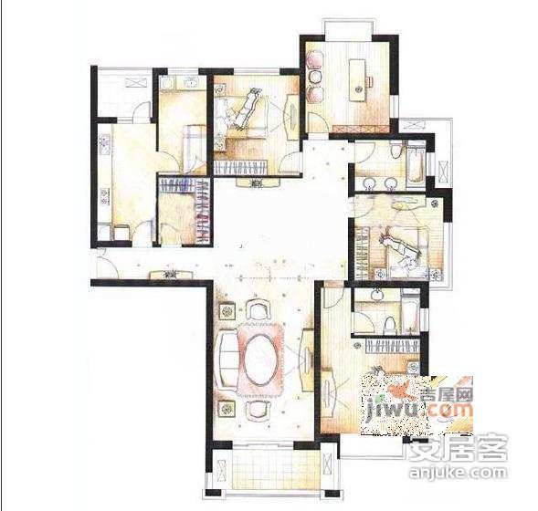 君御豪庭3室2厅2卫181㎡户型图