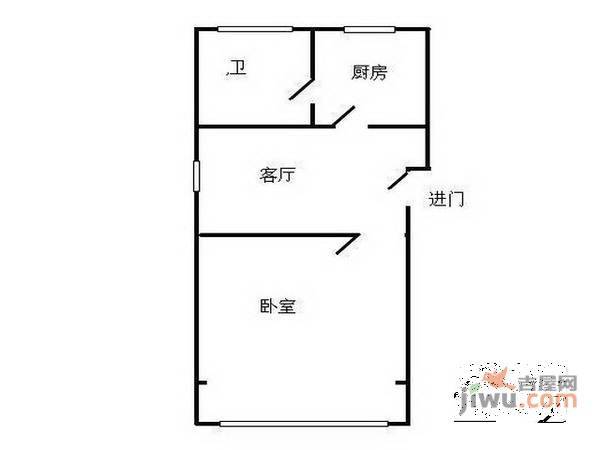 香山新村东南街坊1室1厅1卫52㎡户型图