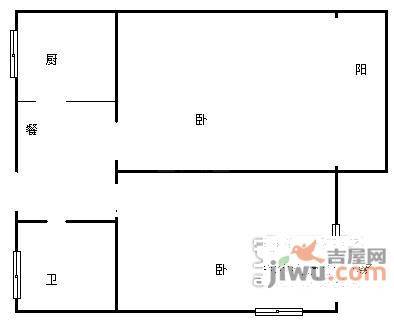 塘东小区2室1厅1卫66㎡户型图