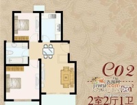 康桥宝邸2室2厅1卫83㎡户型图