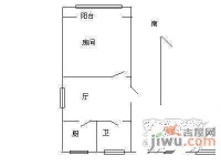 罗山三村1室1厅1卫54㎡户型图