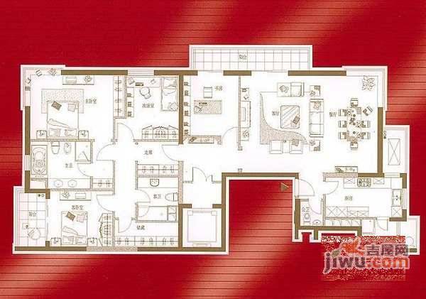 古北瑞仕花园4室2厅2卫446㎡户型图