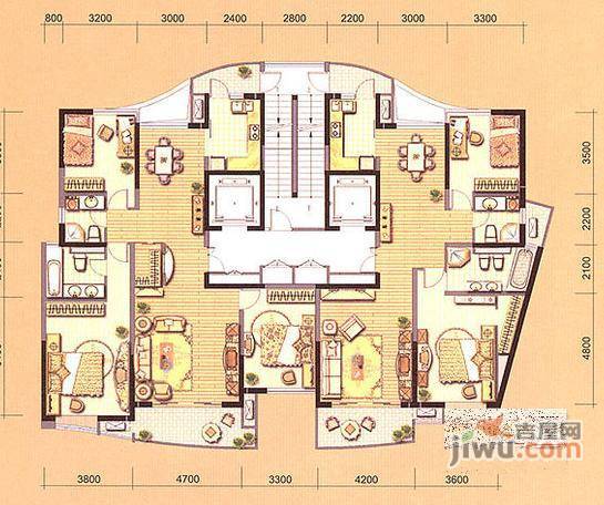 古北瑞仕花园5室3厅3卫446㎡户型图