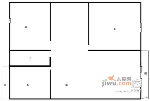 荣盛名邸2室2厅2卫105㎡户型图