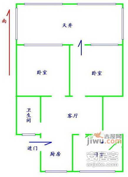 罗山四村3室1厅1卫88㎡户型图