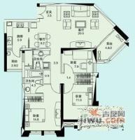 上海绿城3室2厅2卫145㎡户型图