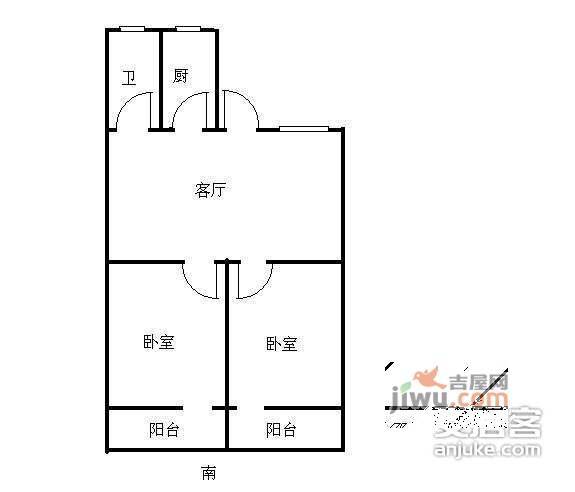 平阳三村2室1厅1卫74㎡户型图