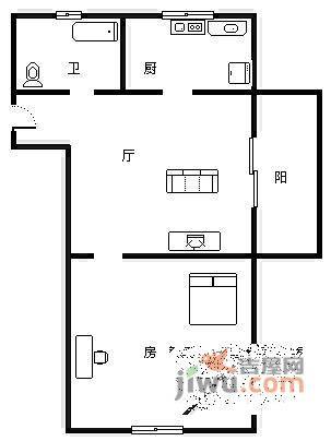 耀江花园1室2厅1卫111㎡户型图