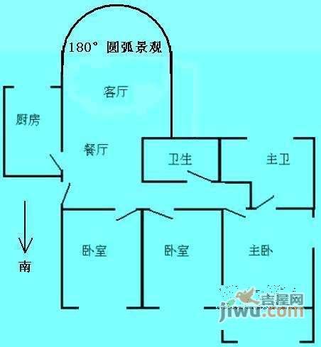 耀江花园3室2厅2卫138㎡户型图