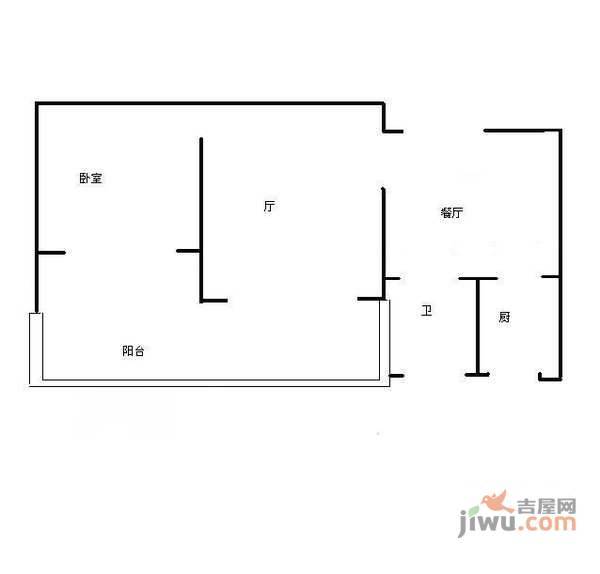 三湘四季花城紫薇苑1室2厅1卫72㎡户型图