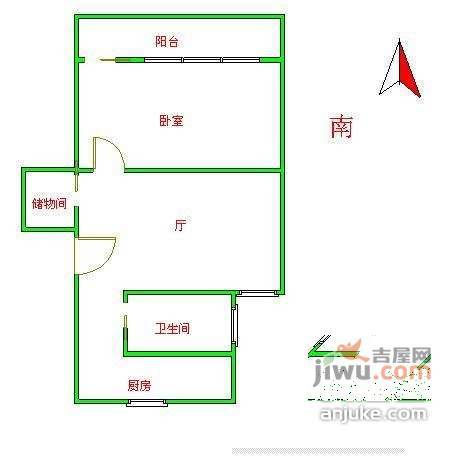 康泰新城1室1厅1卫61㎡户型图