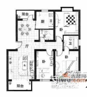 蔚蓝城市花园3室2厅2卫170㎡户型图