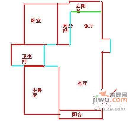 蔚蓝城市花园2室2厅1卫115㎡户型图