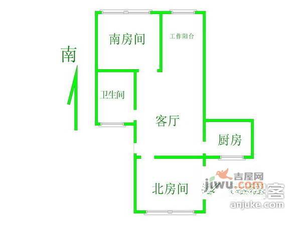 梅六小区2室1厅1卫69㎡户型图