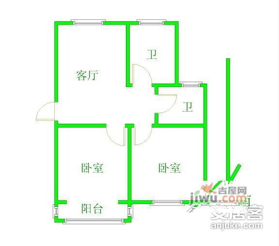 梅六小区2室1厅1卫69㎡户型图