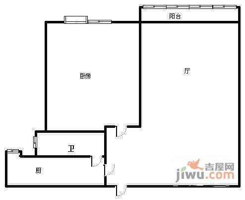 金沙嘉年华1室2厅1卫56㎡户型图