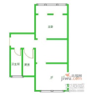 日月华城1室2厅1卫63㎡户型图