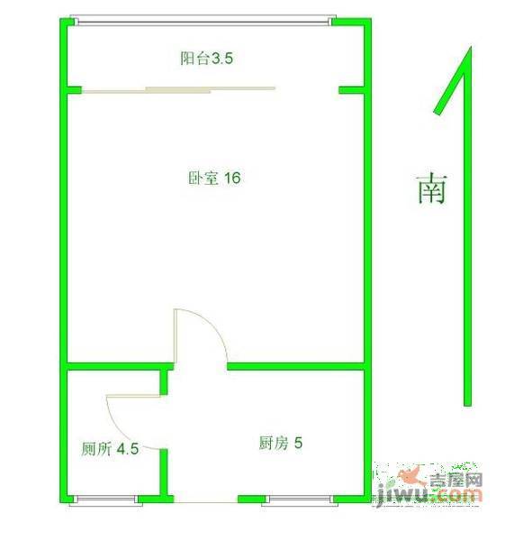 杏园小区1室0厅1卫37㎡户型图