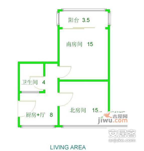 杏园小区2室1厅1卫63㎡户型图