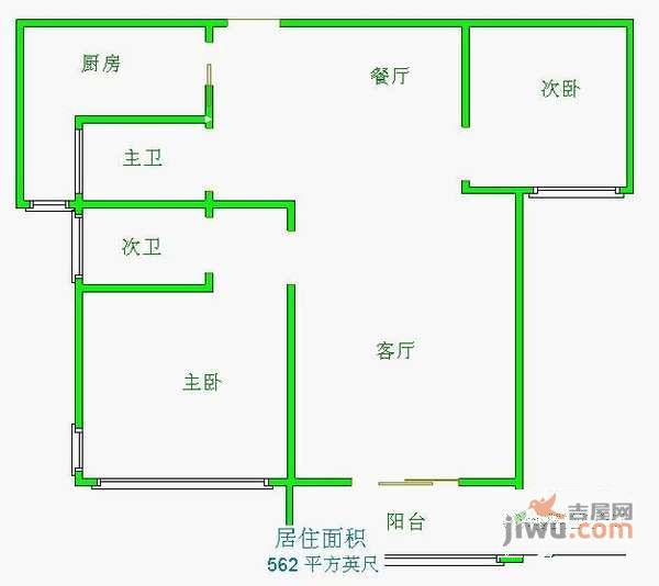 静安阳光名都2室2厅2卫96㎡户型图