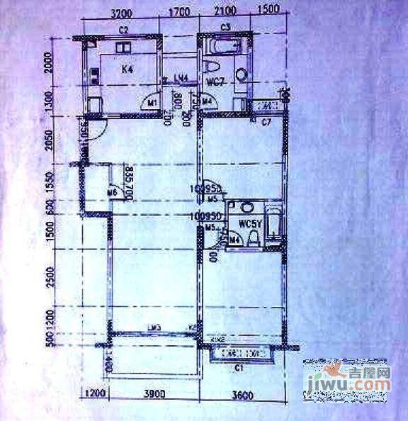 静安阳光名都2室2厅2卫96㎡户型图