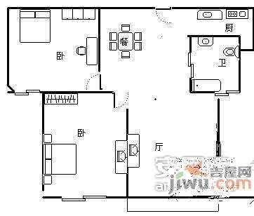 静安阳光名都2室2厅1卫95㎡户型图