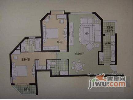 嘉里华庭二期2室2厅2卫147㎡户型图